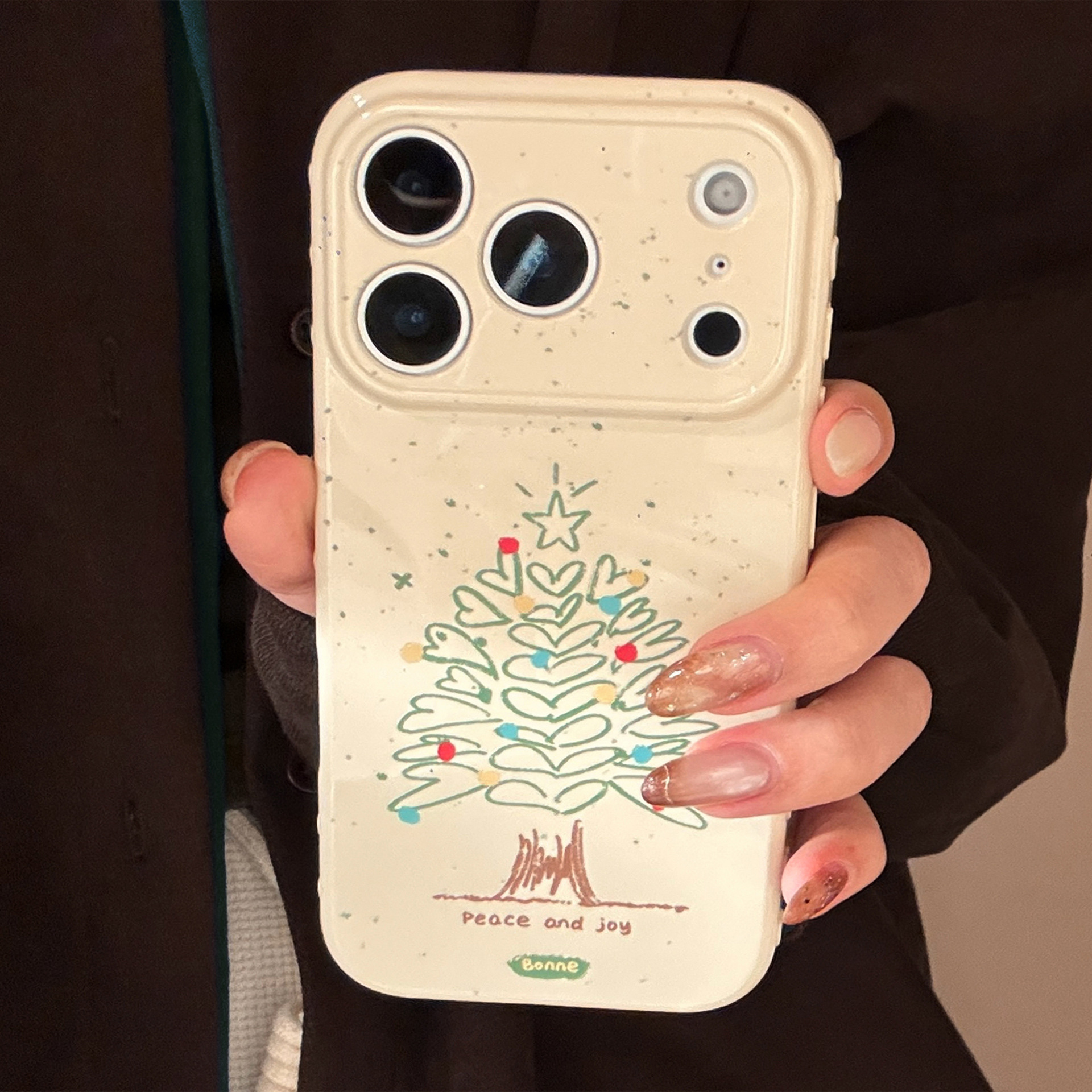 冬日氛围感适用苹果17promax手机壳iphone16爱心圣诞树15防摔13软