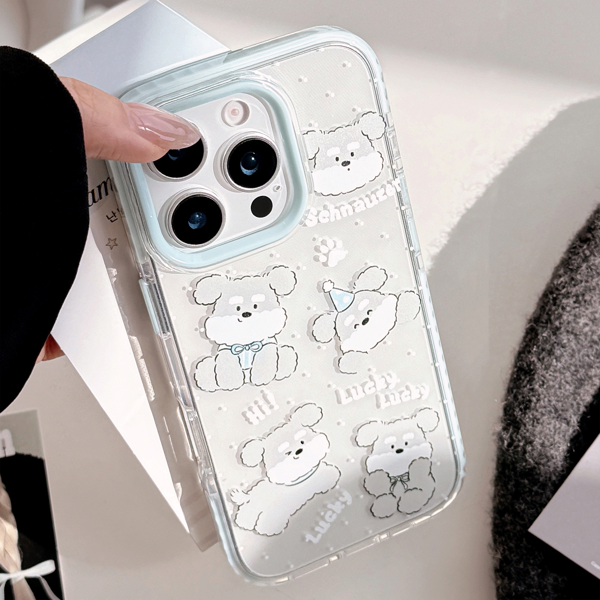 雪纳瑞小狗适用iPhone16promax苹果15手机壳14可爱韩系13透明11