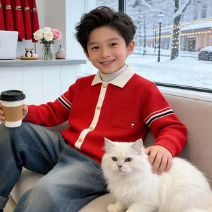 【7001】度度猫男童大童开衫毛衣新款长袖打底上衣休闲百搭针织衫