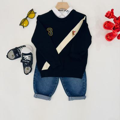 男童翻领毛衣2025秋装新款儿童长袖打底上衣洋气休闲百搭针织衫