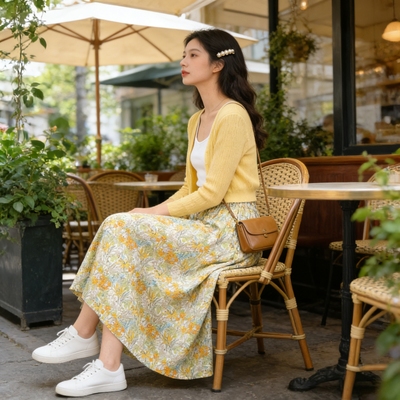 2026年春季新款Liberty花色纯棉碎花半身裙经典款蛋糕裙有口袋