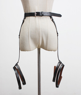 暗黑风腰带街头朋克皮制腰链金属腿环嘻哈个性链条皮带