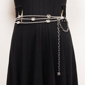 腰链女小众设计感银色合金链条细腰带时尚 带夏季 装 饰配连衣裙子裤