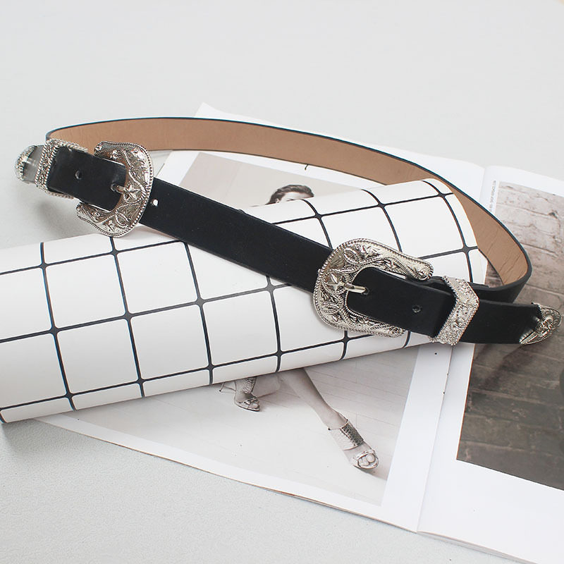 双头腰带女真皮装饰 皮带女简约百搭学生韩版复古文艺配大衣裤带