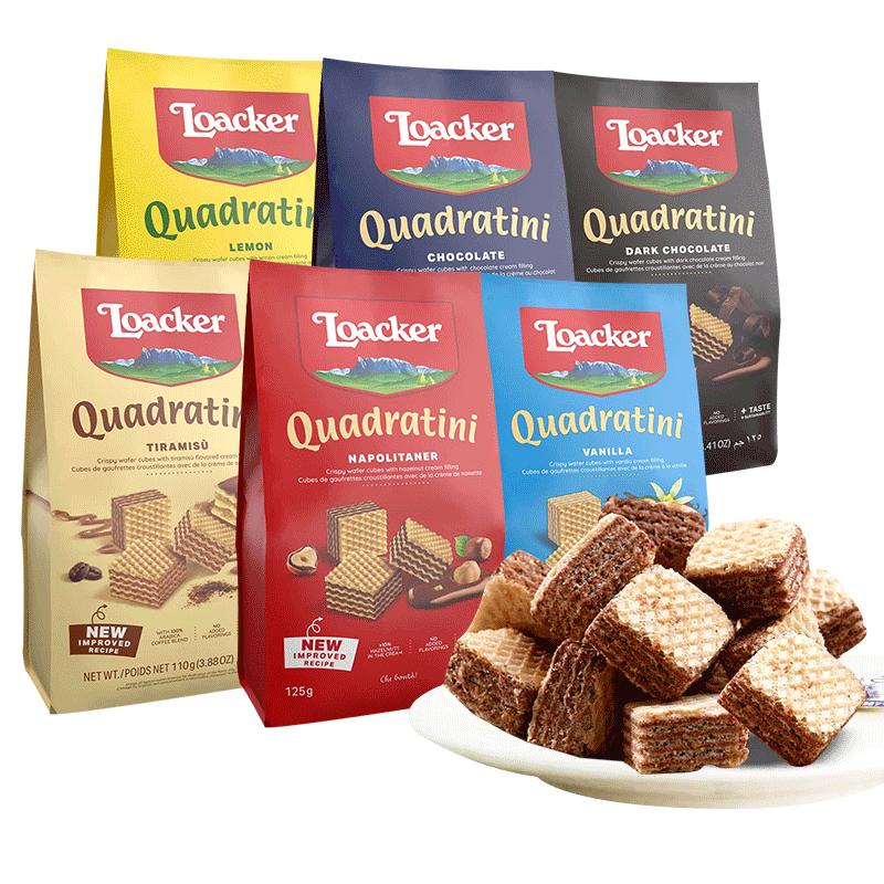 意大利loacker莱家榛子巧克力夹心威化饼干办公室小吃进口零食品