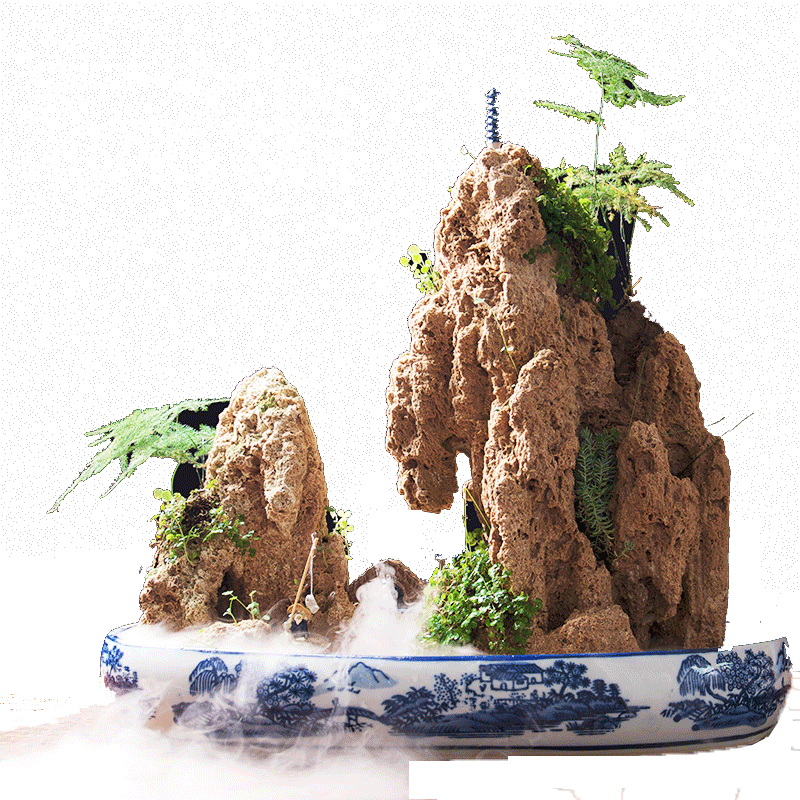 吸水石假山盆景上水石毛石原石吸水石头奇石30-34厘米组合水秀石