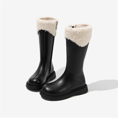 女童软底加绒款洋气长筒高筒皮靴