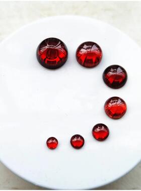合成石榴红锆石红石榴色圆形4mm5mm7mm9mm平底光面素面蛋面裸石
