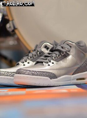 Air Jordan 3 PRM GS 液态银爆裂纹女/大童复古篮球鞋 AA1243-020