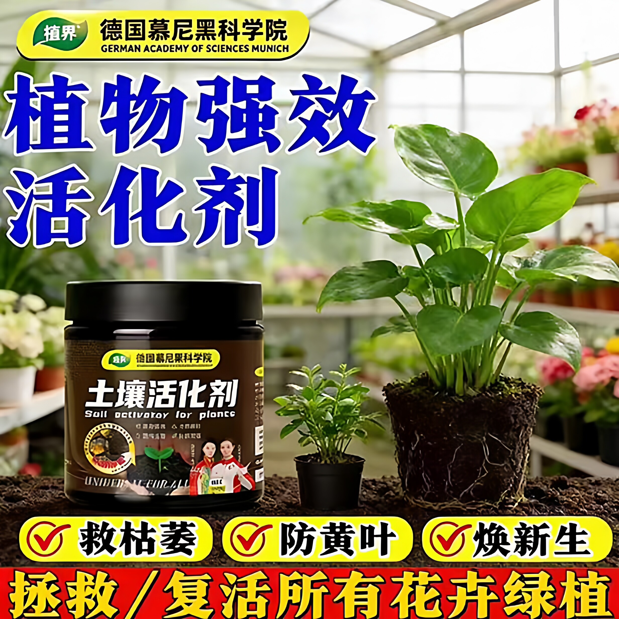 德国植物活化剂幸福树发财树黄叶花卉绿植水培通用型拖把复活植物