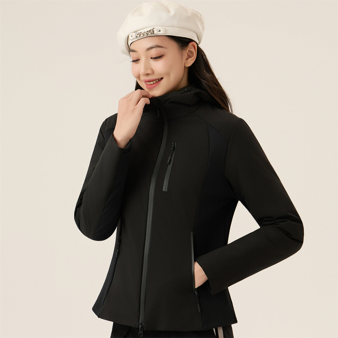冬季新款女士羽绒服遮肉外套户外防风保暖连帽显瘦弹力夹克上衣