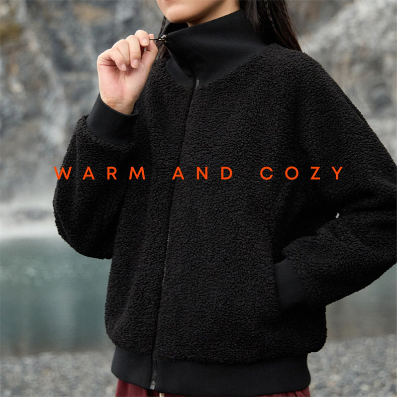 2025年冬季保暖加厚开衫外套女宽松立领拉链摇粒绒夹克短外套