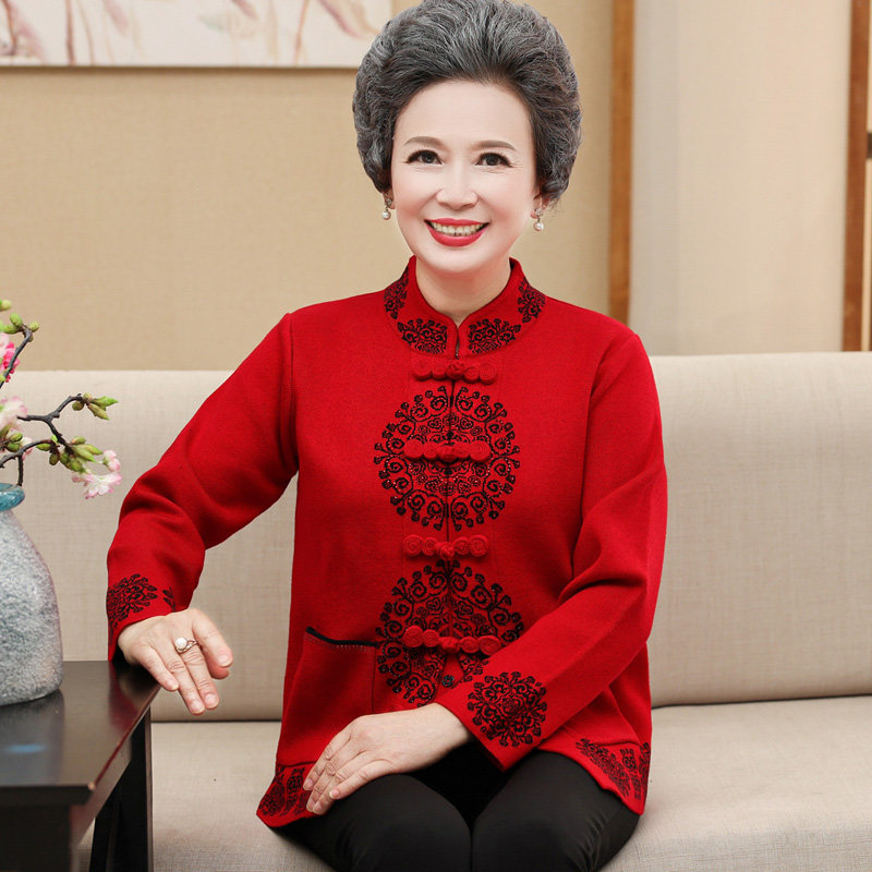 红色毛衣喜庆生日过寿唐装