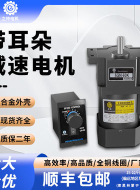 带耳朵调速电机220V交流齿轮减速机40/60/90/120/140W可调变速