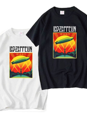 齐柏林飞艇Led Zeppelin乐队T恤英国伦敦硬摇滚重金属音乐青春黑