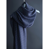 气质难挡 显白丝巾围巾护颈空调披巾女 温婉深蓝碎花复古春夏秋季