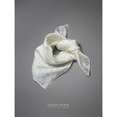 珠光质感真丝苎麻薄款 植绒波点小方巾丝巾头巾领巾绑带女春夏俏皮