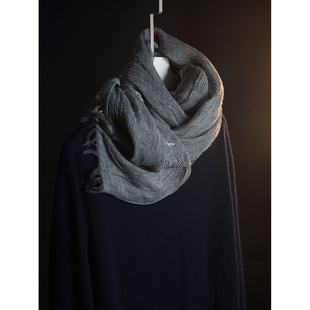 意大利柜货 灰白毛边纯色拼色蓬松褶皱羊毛棉柔软围巾秋冬保暖
