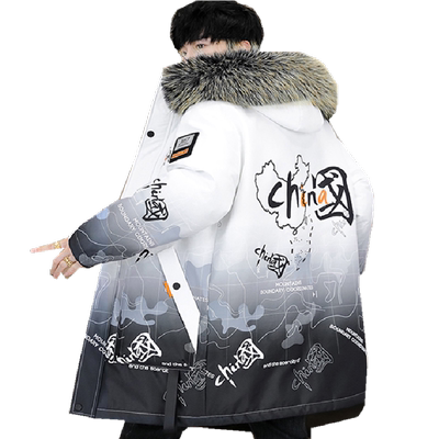 羽绒服男中长款加厚棉衣派克服