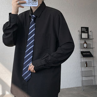 带领带白衬衫男士设计感小众高级感痞帅ins潮流大码胖衬衣女中性