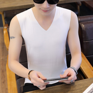 型紧身青年运动跨栏无袖 修身 纯色打底汗 背j心男夏季 冰丝无痕男士