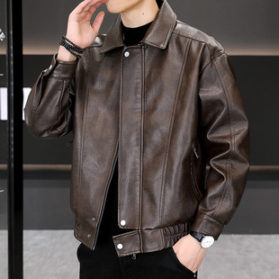 高端皮衣外套男士2026新款春秋冬季高级感痞帅百搭立领夹克衫男款