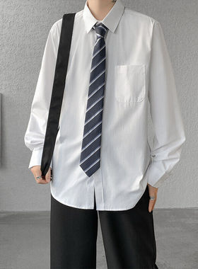 dk制服男全套纯白衬衫男长袖领带日系学生休闲百搭jk衬衣套装班服
