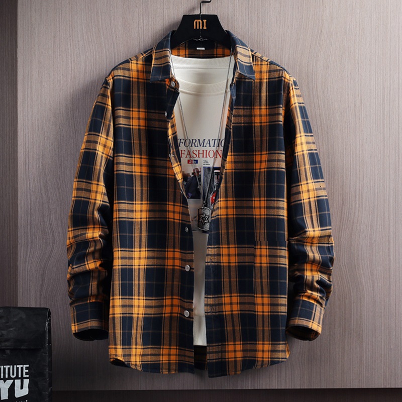 日系长袖衬衫男士休闲上衣青少年