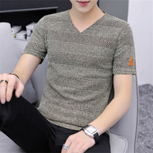 短袖 冰丝镂空男士 T恤针织网眼V领半袖 小衫 体恤潮 2026夏季 薄款 新款