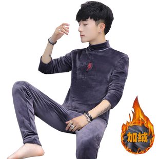 秋季套装男时尚两件套2026新款韩版潮流金丝绒卫衣帅气休闲一套装