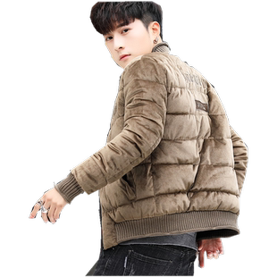 冬季男士外套棉衣2025新款羽绒棉服青少年潮男加厚冬天金丝绒棉袄