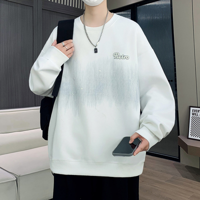 圆领潮牌卫衣男款春秋2025新款青少年重磅上衣服高中学生长袖t恤