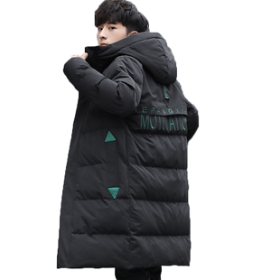 棉衣男青少年中长款羽绒棉服潮流冬装外套初中高中学生大童厚棉袄