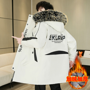 棉衣男冬季中长款外套青少年学生棉袄潮流棉服加绒加厚新年男款