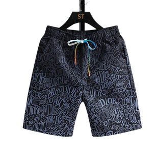 沙滩裤男士夏季潮流冰丝男款薄款直筒运动裤五分大裤衩外穿花短裤