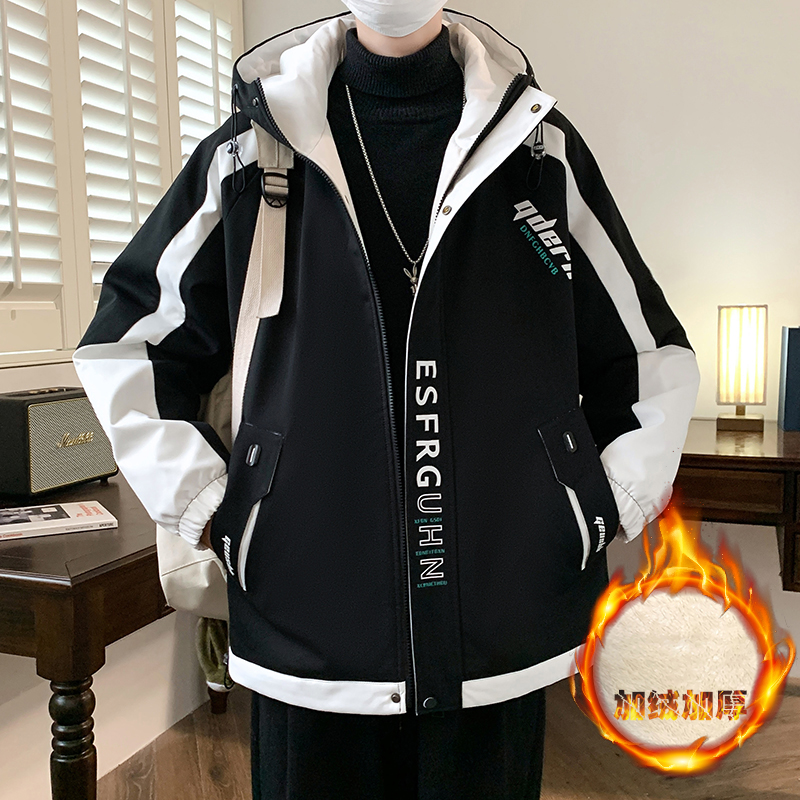 加绒加厚外套13岁男孩青少年学生