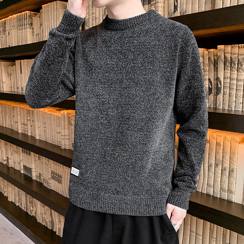 圆领毛衣男韩版潮流2026新款线衣服男士秋冬装休闲宽松针织衫外套