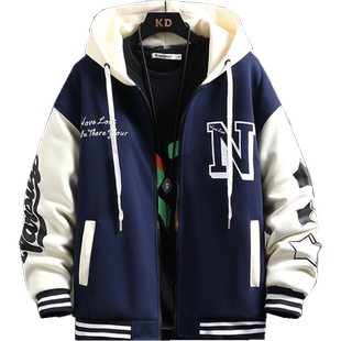青少年棉衣外套男大童加绒棉服15岁男孩13高中生14冬装加厚棒球服