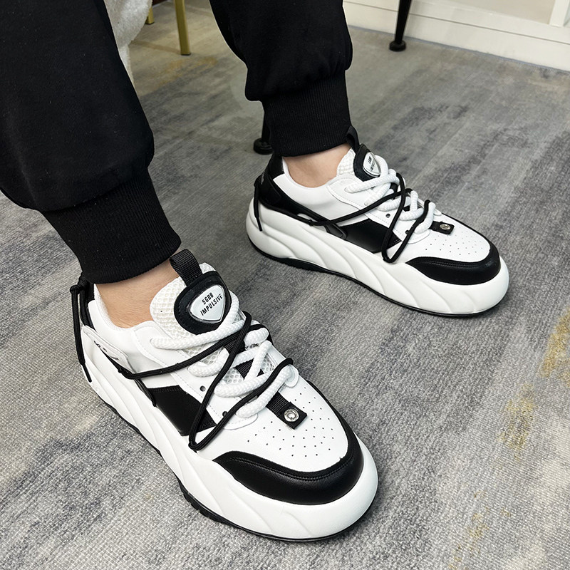 2024年秋季精神小伙鞋子男士韩版小白鞋网红潮流休闲鞋厚底运动鞋