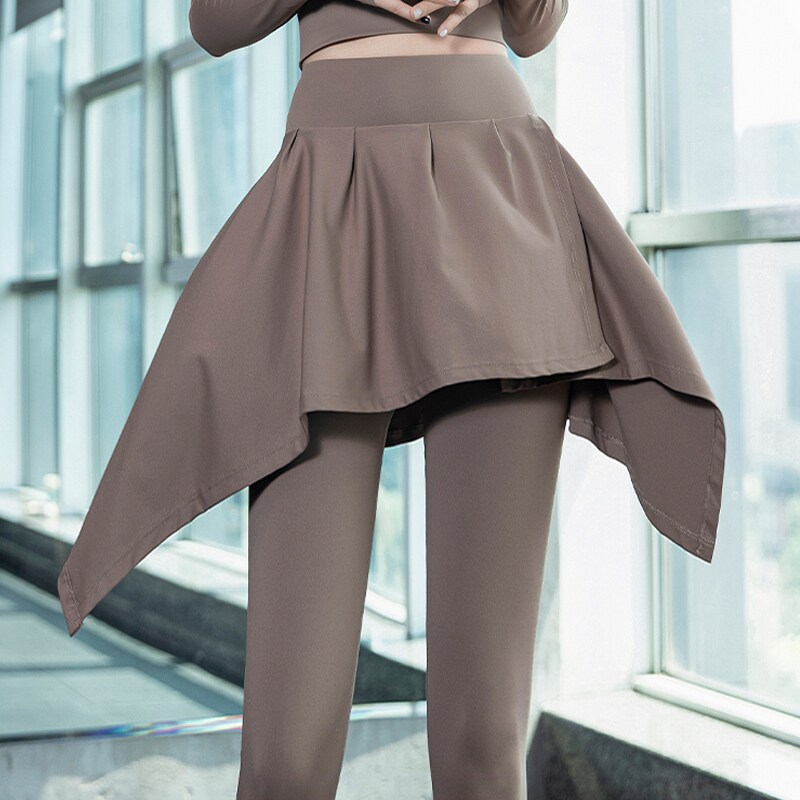 瑜伽裤女高腰外穿健身紧身弹力跑步套装普拉提假两件运动长裤夏季