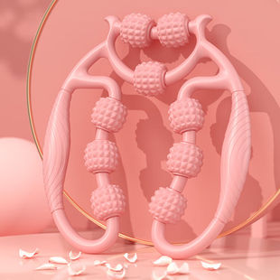 杜威克腿部按摩滚轮狼牙棒肌肉放松滚轴瑜伽柱健身塑形9轮夹腿器