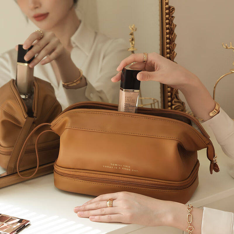 ToMill化妆包大容量2023新云朵皮质化妆品收纳袋旅行便携干湿分离