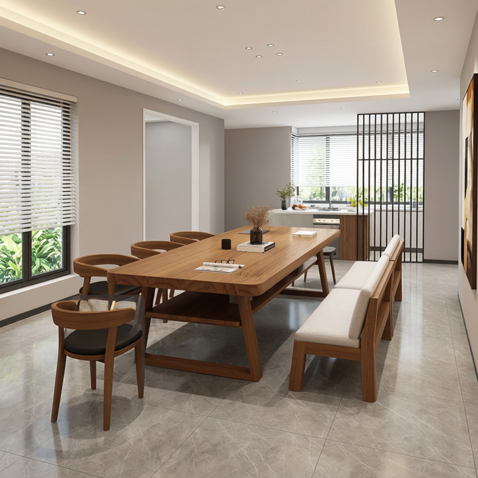 北欧实木餐桌椅组合客厅办公室长方形书桌休闲洽谈茶桌家用吃饭桌