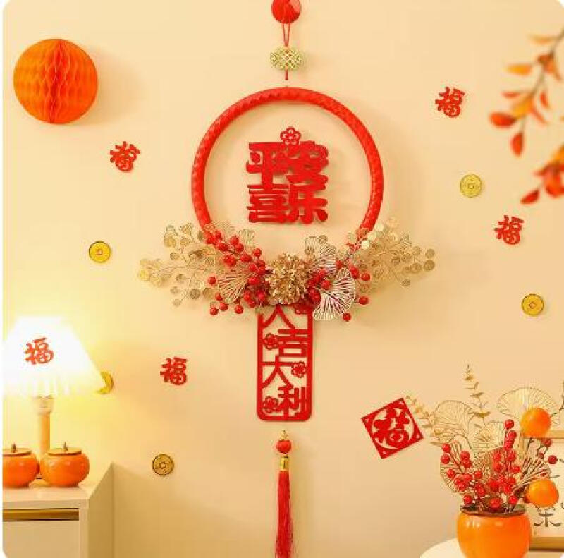 宜诺芬龙年2024新年装饰品花环挂件福字入户大门元旦过年客厅墙春