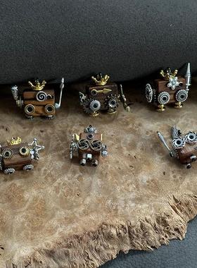 手工蒸汽朋克机器人项链挂件钥匙扣车吊坠情侣亲子diy礼物包包挂