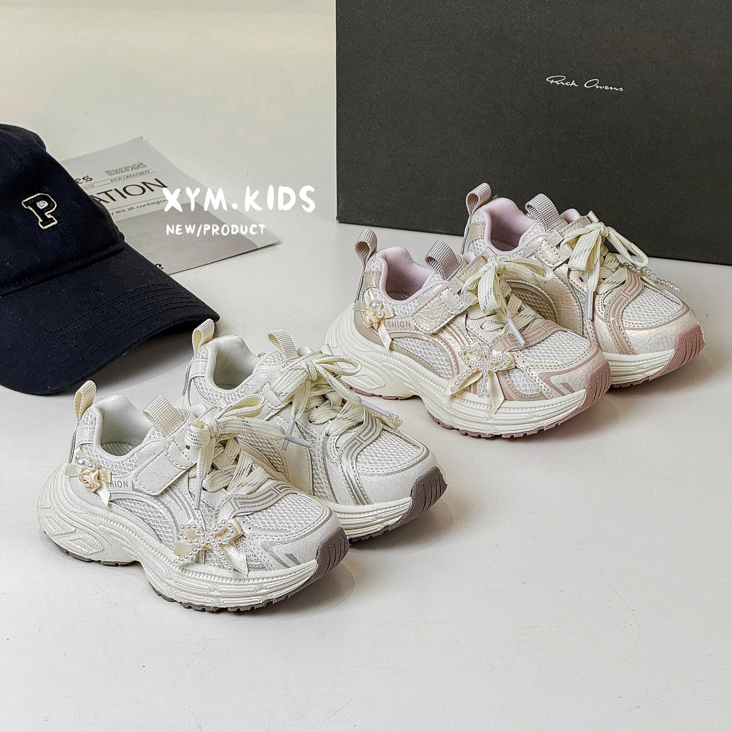 纯真品牌童装 春款儿童鞋子 韩版女童运动鞋甜美蝴蝶结公主老爹鞋