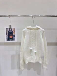 24秋冬新款 女宽松显瘦百搭毛衣外套上衣 连帽麻花针织衫