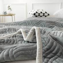 加夹厚双层棉复合毛毯保暖法兰绒毯子薄被单人午双睡休空闲调盖毯