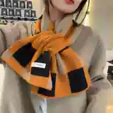 Трикотажный короткий демисезонный универсальный удерживающий тепло шарф, в корейском стиле