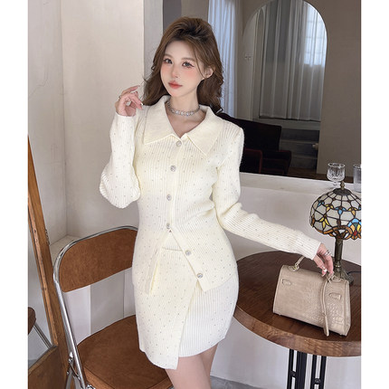 ICYNUDE官方店针织套装修身开衫包臀半裙两件套女新款